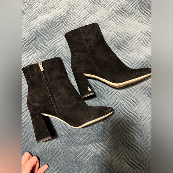 Codie Black Suede Ankle Booties Sam Edelman-Size 8 - Picture 5 of 8
